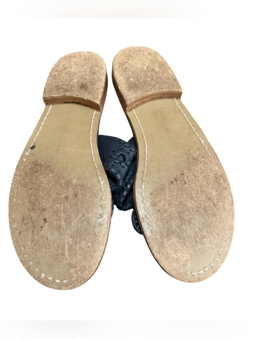 Jack Rogers Navy Leather  Sandals,Size 7
